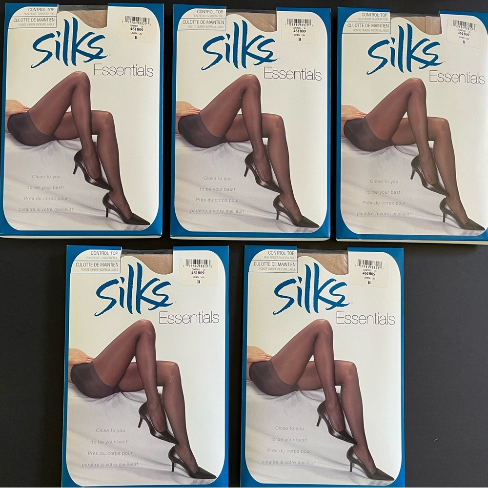 5 Silks Essentials Control Top Run-Resist Shadow Toe Size B in Linen